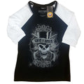 Black-White - Front - Guns N Roses Womens-Ladies Faded Skull T-Shirt