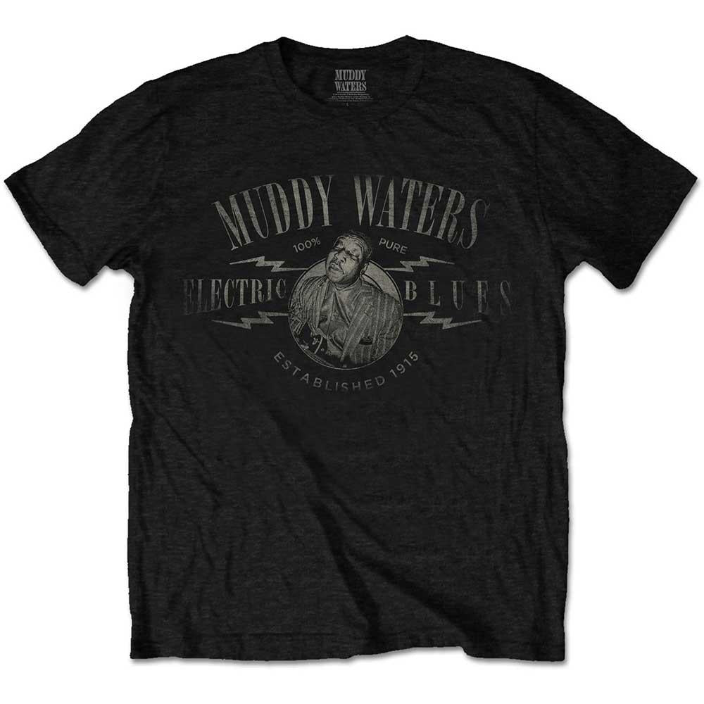 Black - Front - Muddy Waters Unisex Adult Electric Blues Logo T-Shirt
