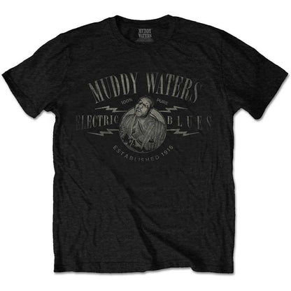 Black - Front - Muddy Waters Unisex Adult Electric Blues Logo T-Shirt