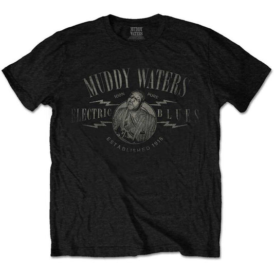Black - Front - Muddy Waters Unisex Adult Electric Blues Logo T-Shirt