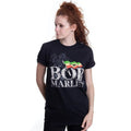 Black - Side - Bob Marley Unisex Adult Distressed Logo T-Shirt