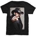 Black - Front - Lemmy Unisex Adult Pointing Photo Back Print T-Shirt