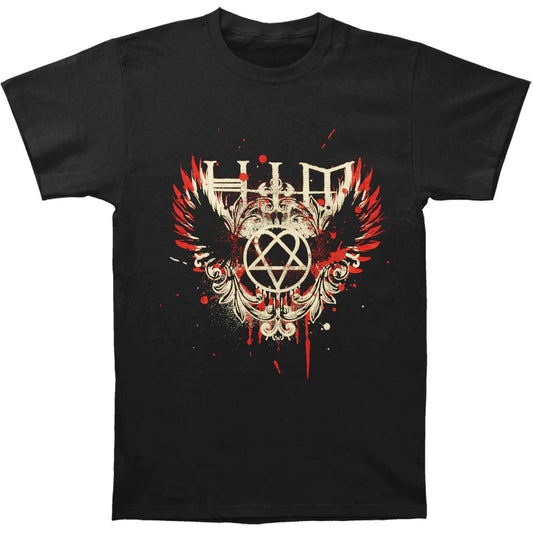 Black - Front - Him Unisex Adult Wings Splatter T-Shirt
