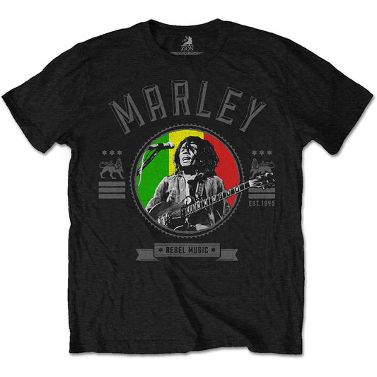 Black - Front - Bob Marley Unisex Adult Rebel Music Seal T-Shirt
