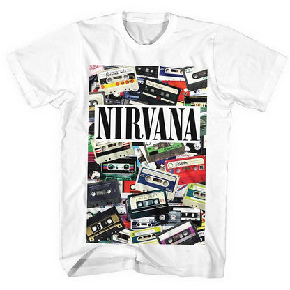 White - Front - Nirvana Unisex Adult Cassettes T-Shirt