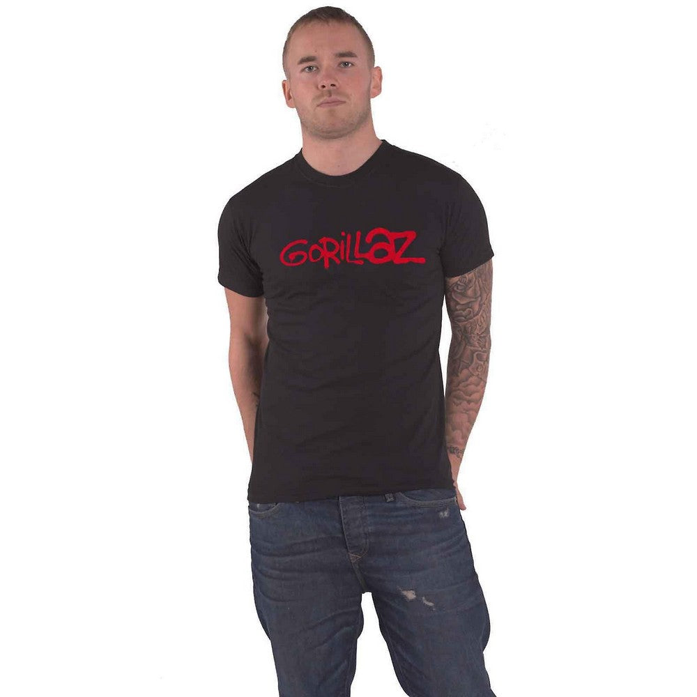 Black - Front - Gorillaz Unisex Adult Logo Cotton T-Shirt