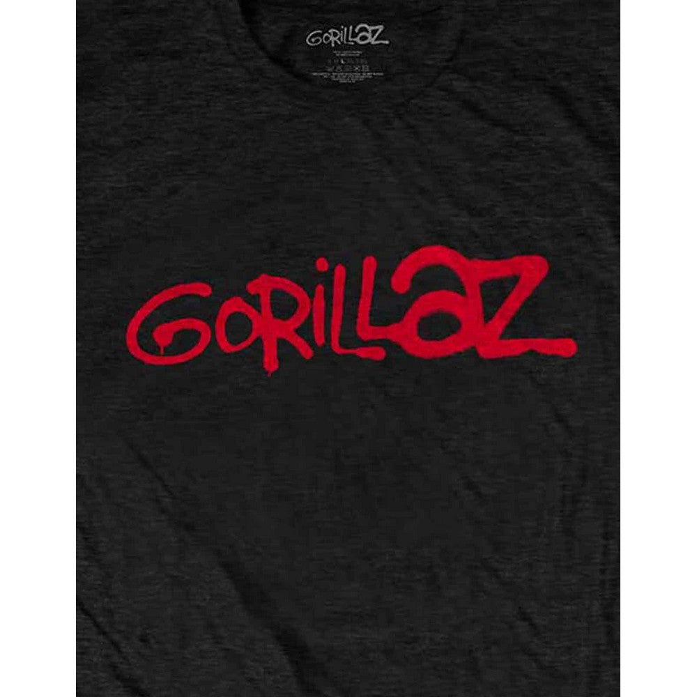 Black - Side - Gorillaz Unisex Adult Logo Cotton T-Shirt