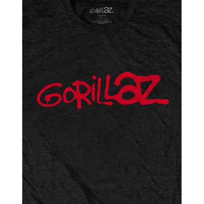 Black - Side - Gorillaz Unisex Adult Logo Cotton T-Shirt