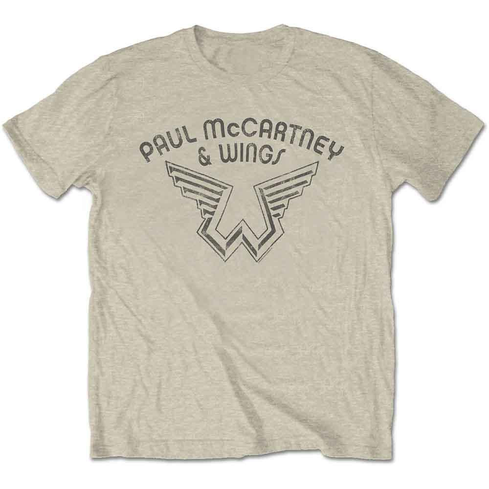 Natural - Front - Paul McCartney Womens-Ladies Wings Logo T-Shirt