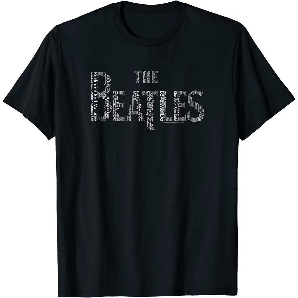 Black - Front - The Beatles Unisex Adult Drop T Logo T-Shirt