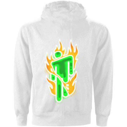 White - Back - Billie Eilish Unisex Adult Flames Logo Hoodie