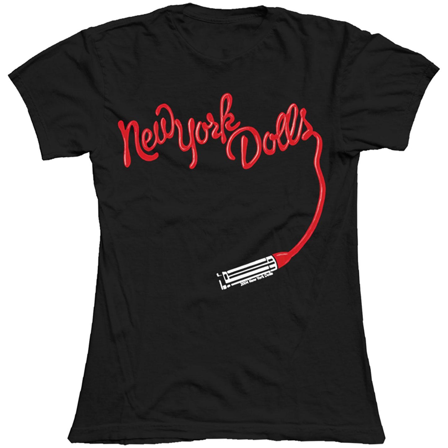 Black - Front - New York Dolls Womens-Ladies Lipstick Cotton Logo T-Shirt