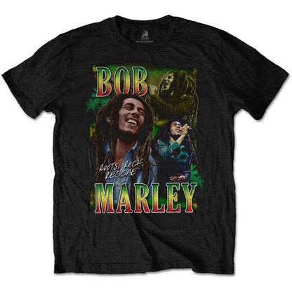 Black - Front - Bob Marley Unisex Adult Roots Rock Reggae Homage T-Shirt