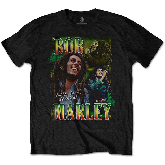 Black - Front - Bob Marley Unisex Adult Roots Rock Reggae Homage T-Shirt