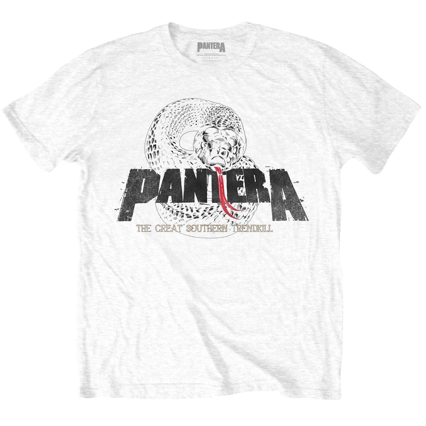 White - Front - Pantera Unisex Adult Snake Cotton Logo T-Shirt