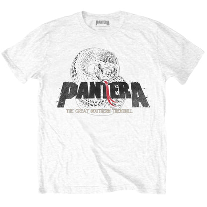 White - Front - Pantera Unisex Adult Snake Cotton Logo T-Shirt
