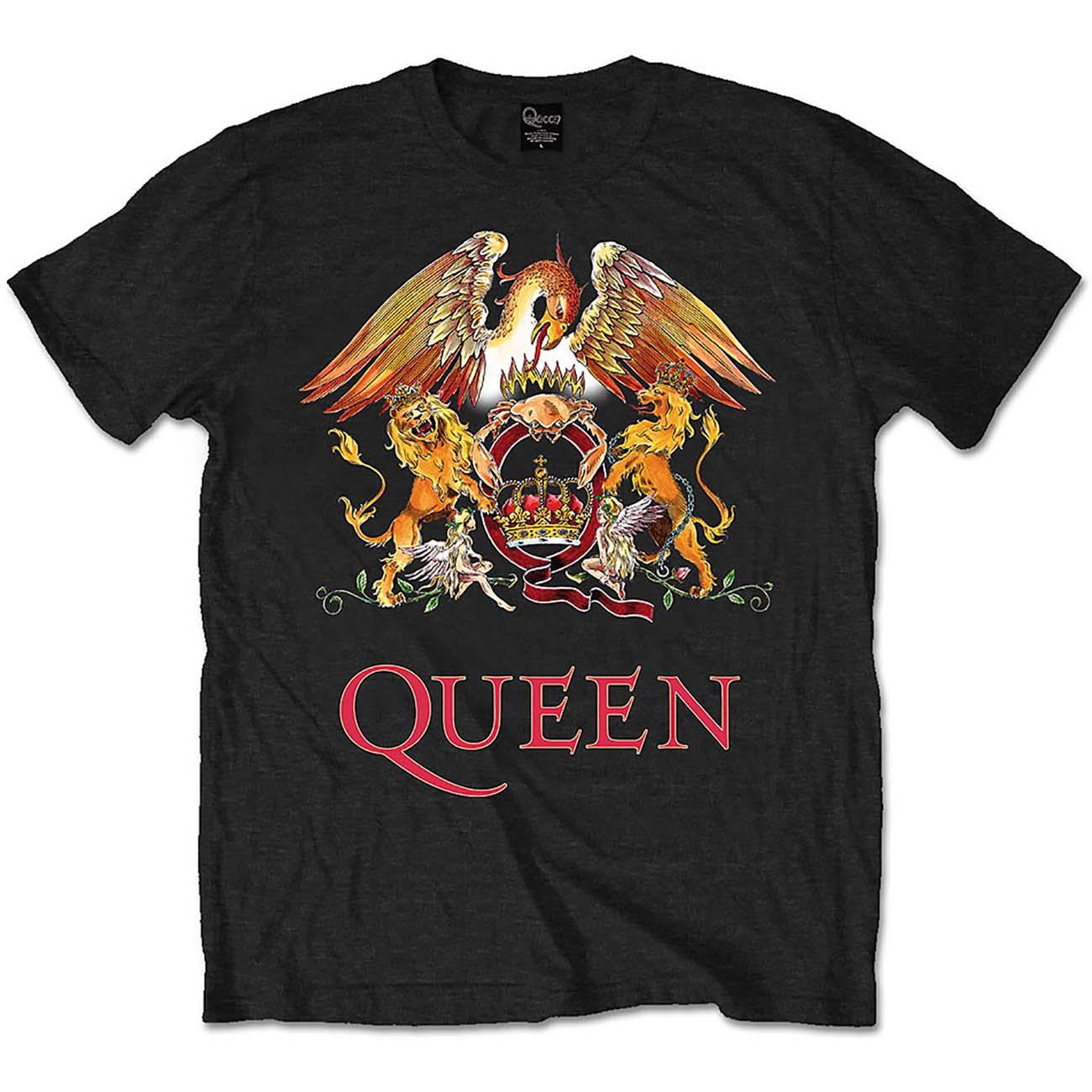 Black - Front - Queen Unisex Adult Classic Crest Cotton T-Shirt