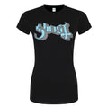 Black-Blue-Grey - Front - Ghost Womens-Ladies Keyline Logo Skinny T-Shirt