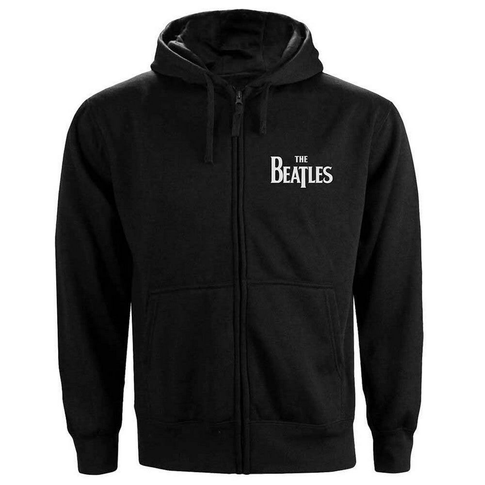 Black - Front - The Beatles Unisex Adult Drop T Logo Full Zip Hoodie