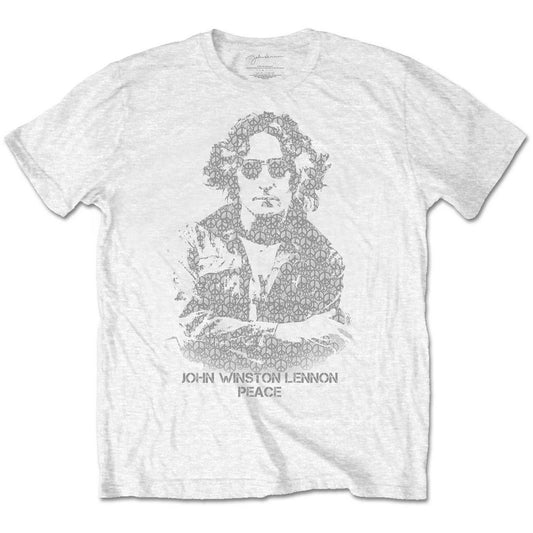 White - Front - John Lennon Unisex Adult Peace Symbol Cotton T-Shirt