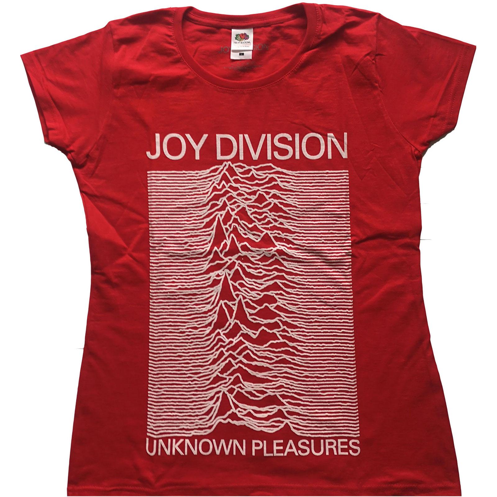 Red - Front - Joy Division Womens-Ladies Unknown Pleasures Cotton T-Shirt