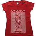 Red - Front - Joy Division Womens-Ladies Unknown Pleasures Cotton T-Shirt