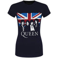 Navy Blue - Front - Queen Womens-Ladies Vintage Union Jack Cotton T-Shirt