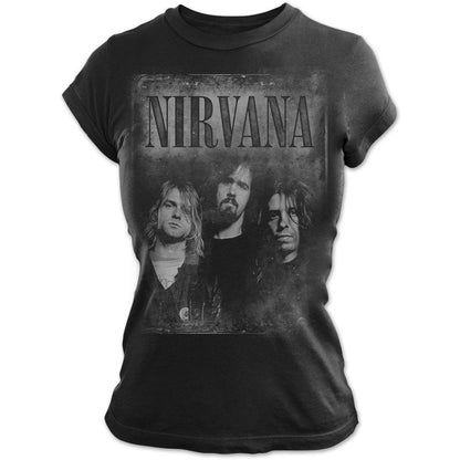 Black - Back - Nirvana Womens-Ladies Faded Faces Cotton T-Shirt
