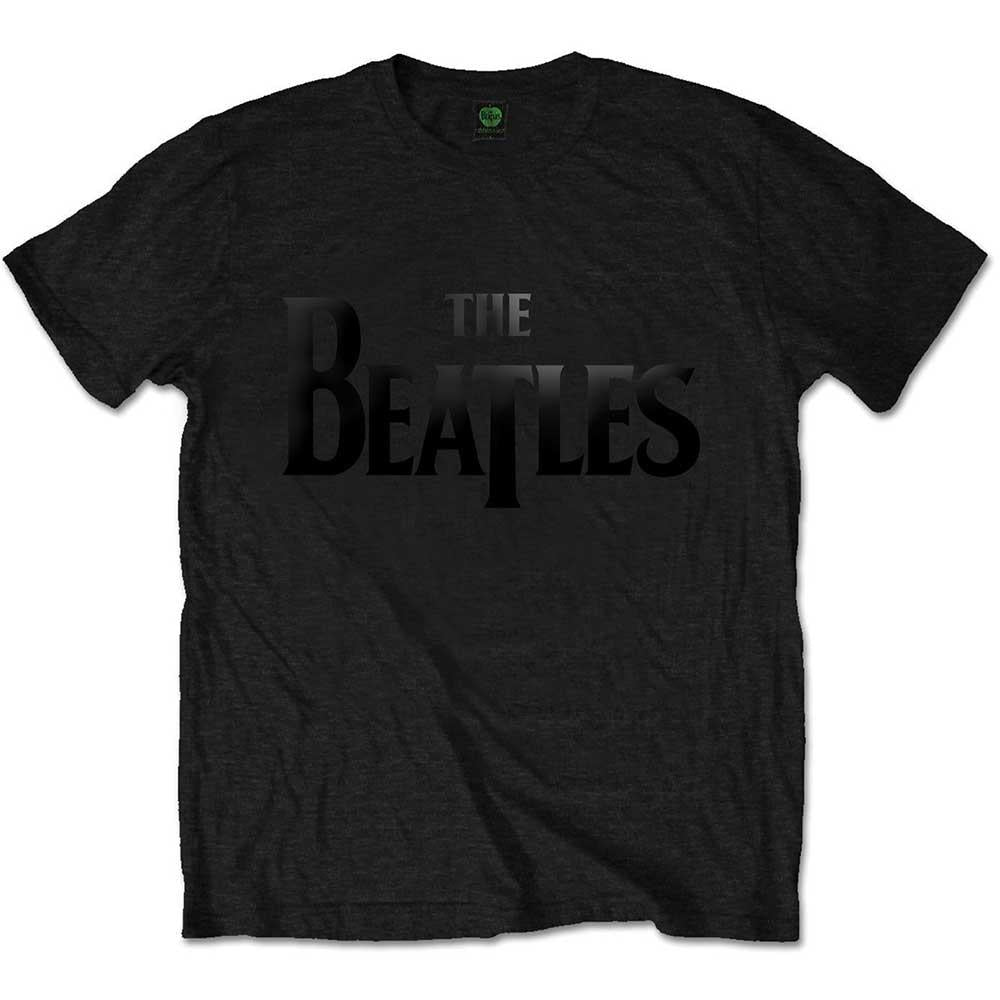 Black - Front - The Beatles Unisex Adult Drop T Logo Cotton T-Shirt