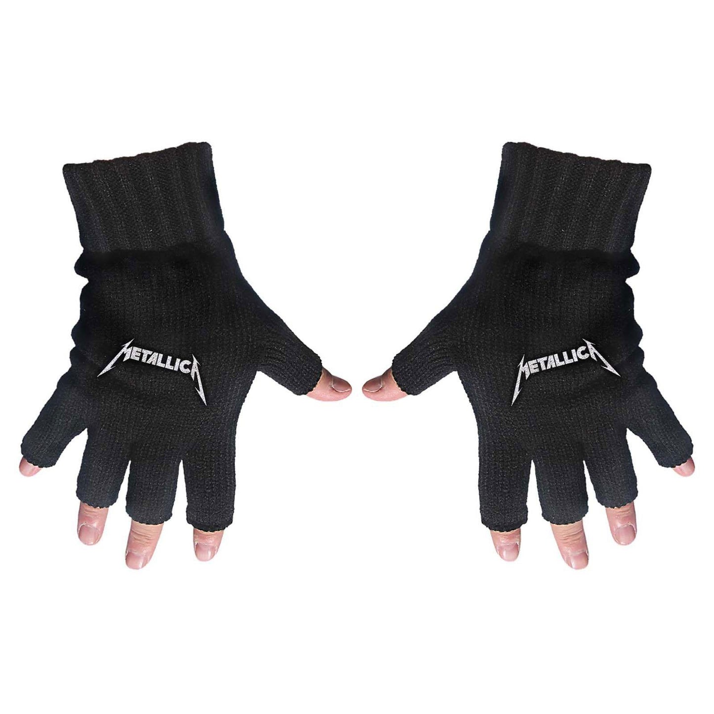 Black - Front - Metallica Unisex Adult Logo Fingerless Gloves