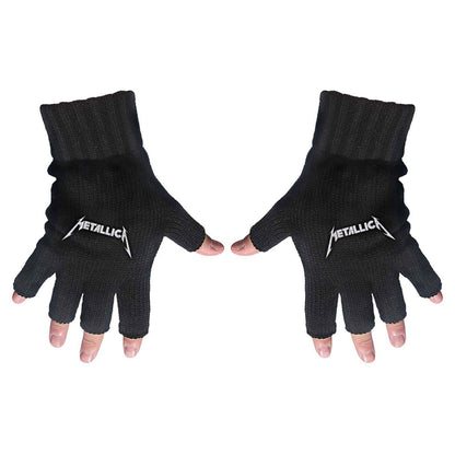 Black - Front - Metallica Unisex Adult Logo Fingerless Gloves