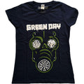 Navy Blue - Front - Green Day Womens-Ladies Green Mask Cotton T-Shirt