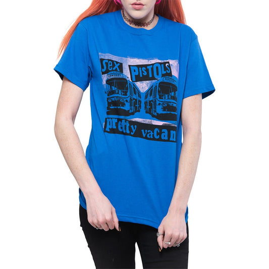 Royal Blue - Front - Sex Pistols Unisex Adult Pretty Vacant Coaches T-Shirt