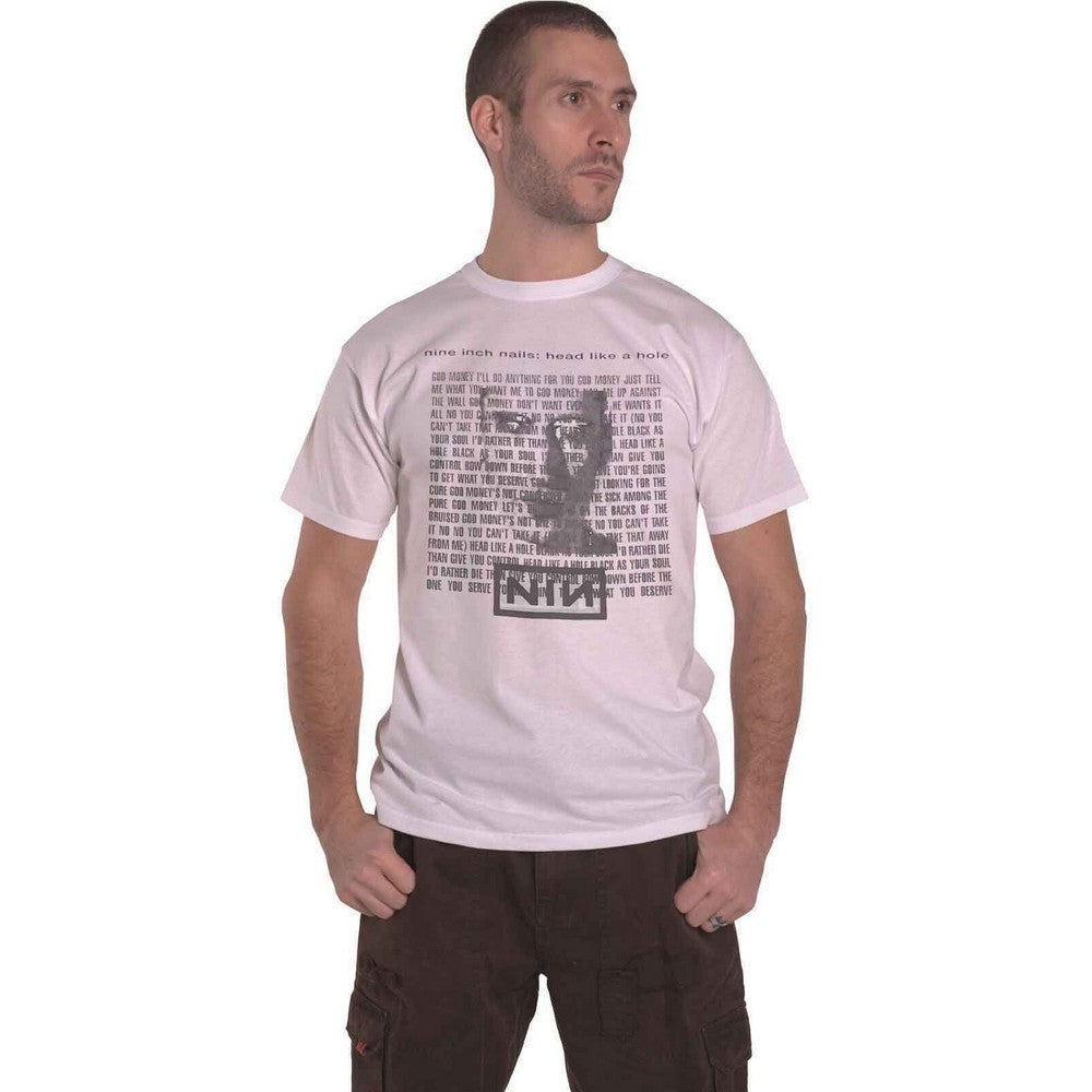 White - Front - Nine Inch Nails Unisex Adult Head Like A Hole Cotton T-Shirt