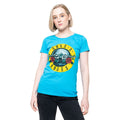 Powder Blue - Side - Guns N Roses Womens-Ladies Bullet Logo Skinny T-Shirt