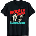 Black - Front - Elton John Unisex Adult Rocketman T-Shirt