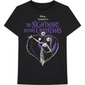 Black - Front - Nightmare Before Christmas Unisex Adult Heart T-Shirt