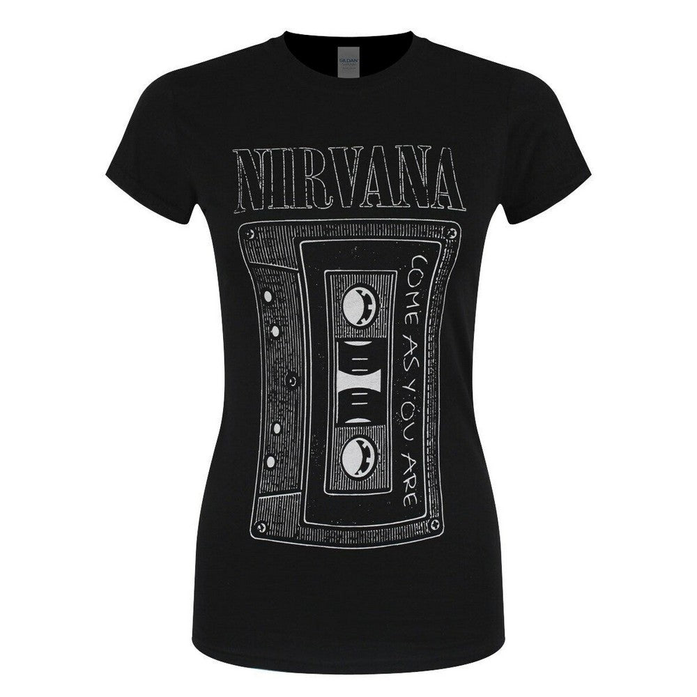 Black - Front - Nirvana Womens-Ladies Come As You Are Tape Cotton T-Shirt