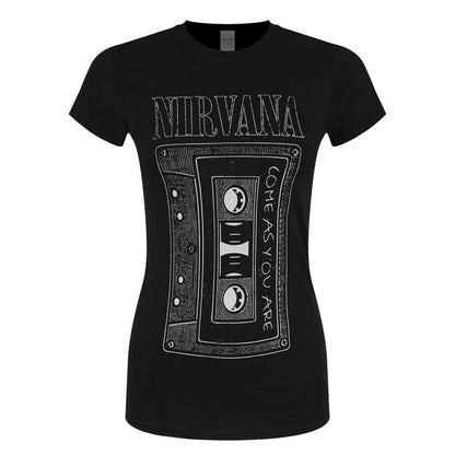 Black - Front - Nirvana Womens-Ladies Come As You Are Tape Cotton T-Shirt