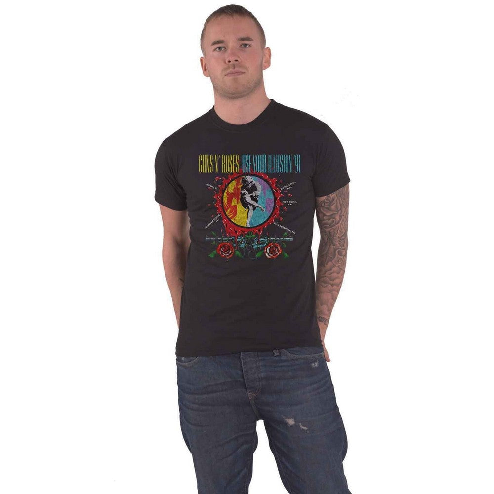 Black - Front - Guns N Roses Unisex Adult Splat T-Shirt
