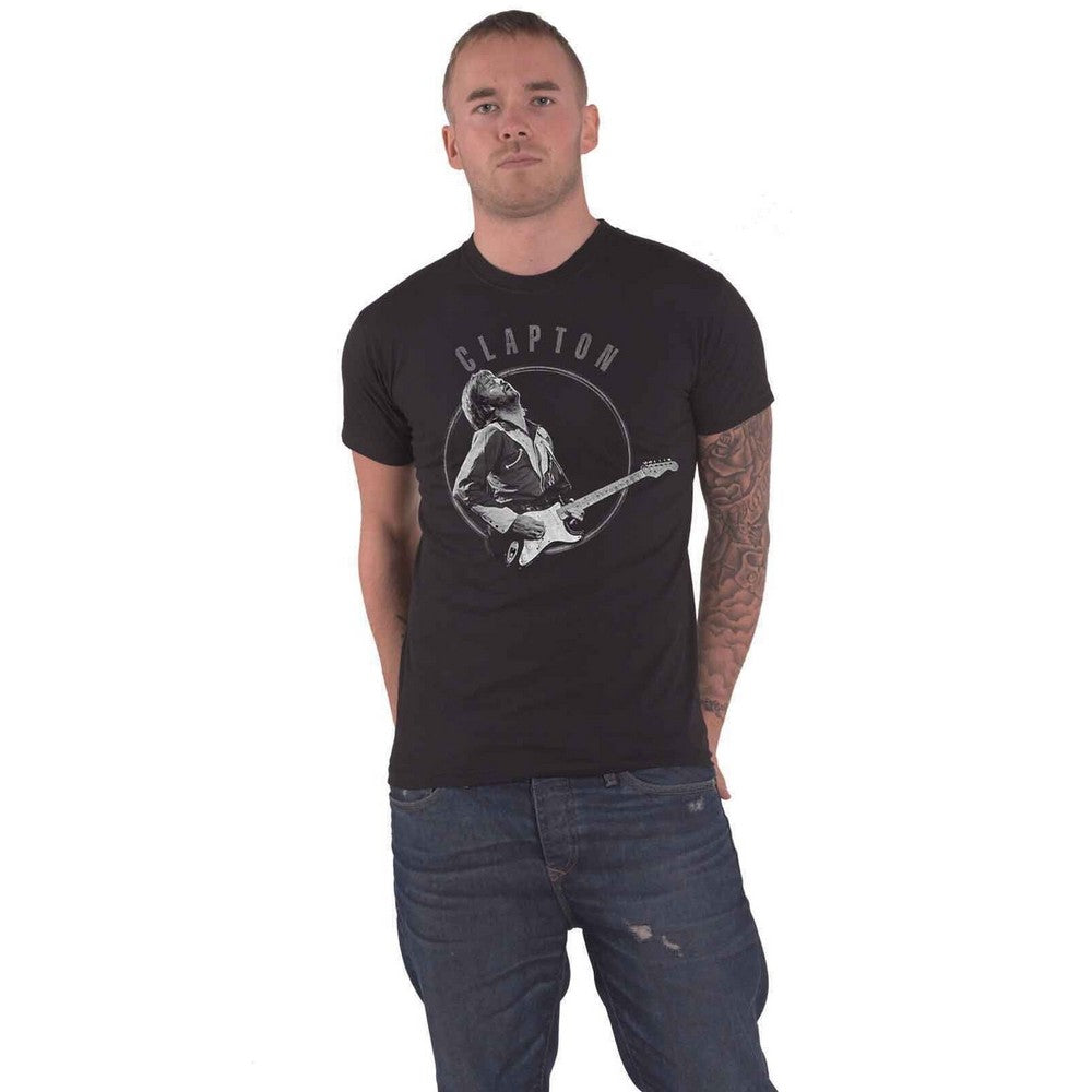 Black - Front - Eric Clapton Unisex Adult Vintage Photo T-Shirt