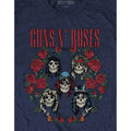 Navy Blue - Side - Guns N Roses Unisex Adult Skull Wreath T-Shirt