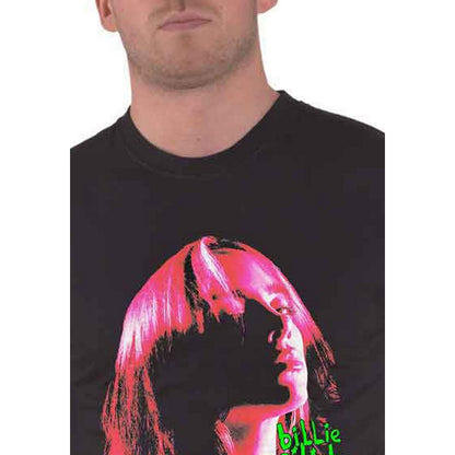 Black-Pink - Side - Billie Eilish Unisex Adult Shadow Cotton Neon T-Shirt