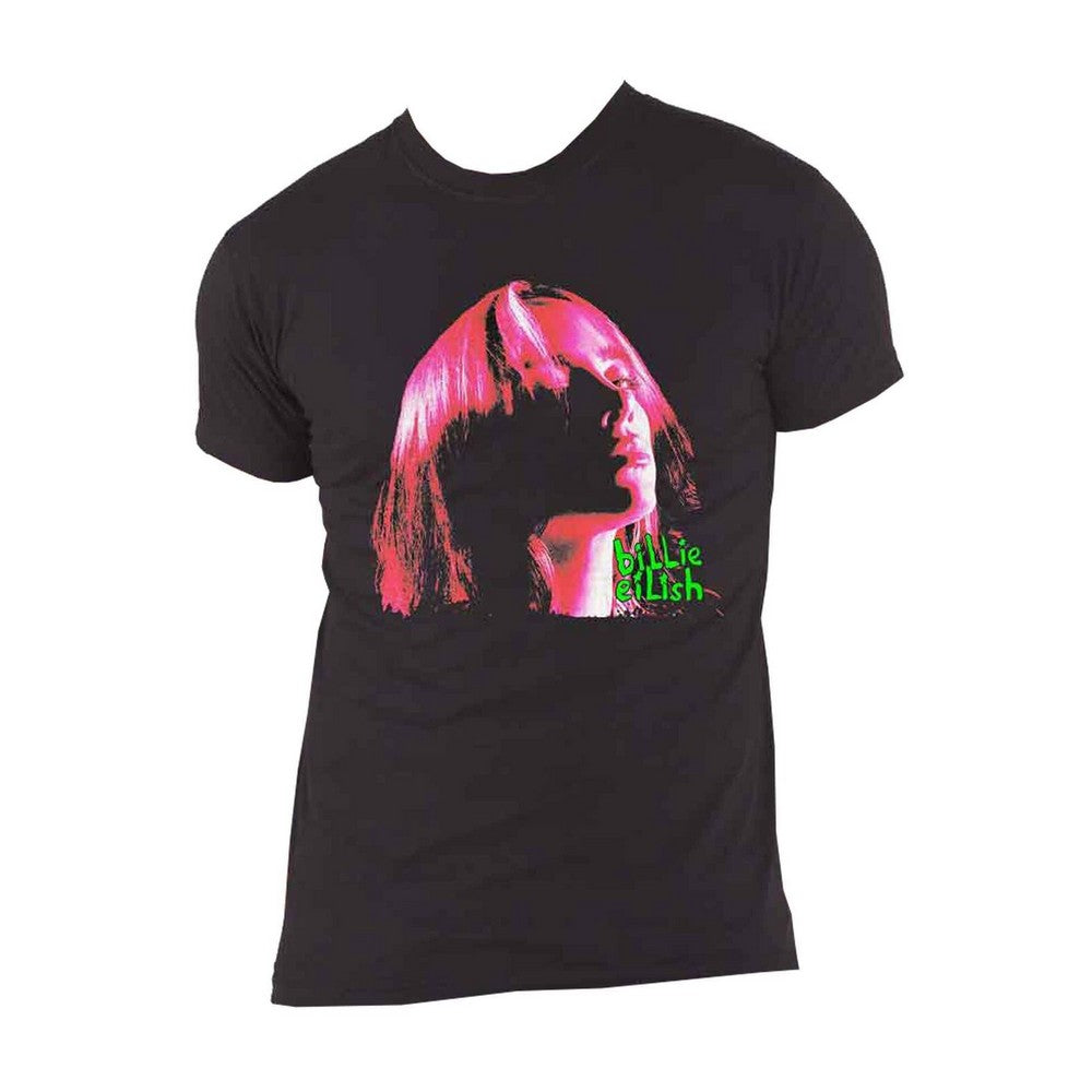 Black-Pink - Front - Billie Eilish Unisex Adult Shadow Cotton Neon T-Shirt