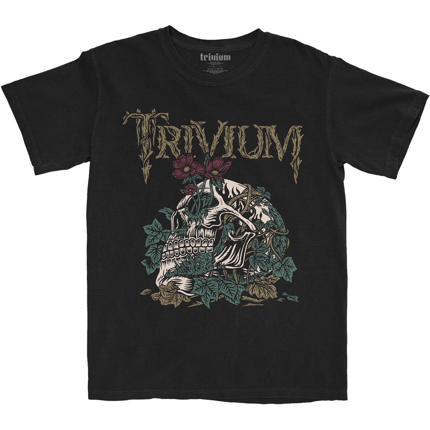 Black - Front - Trivium Unisex Adult Skelly Flower Cotton T-Shirt