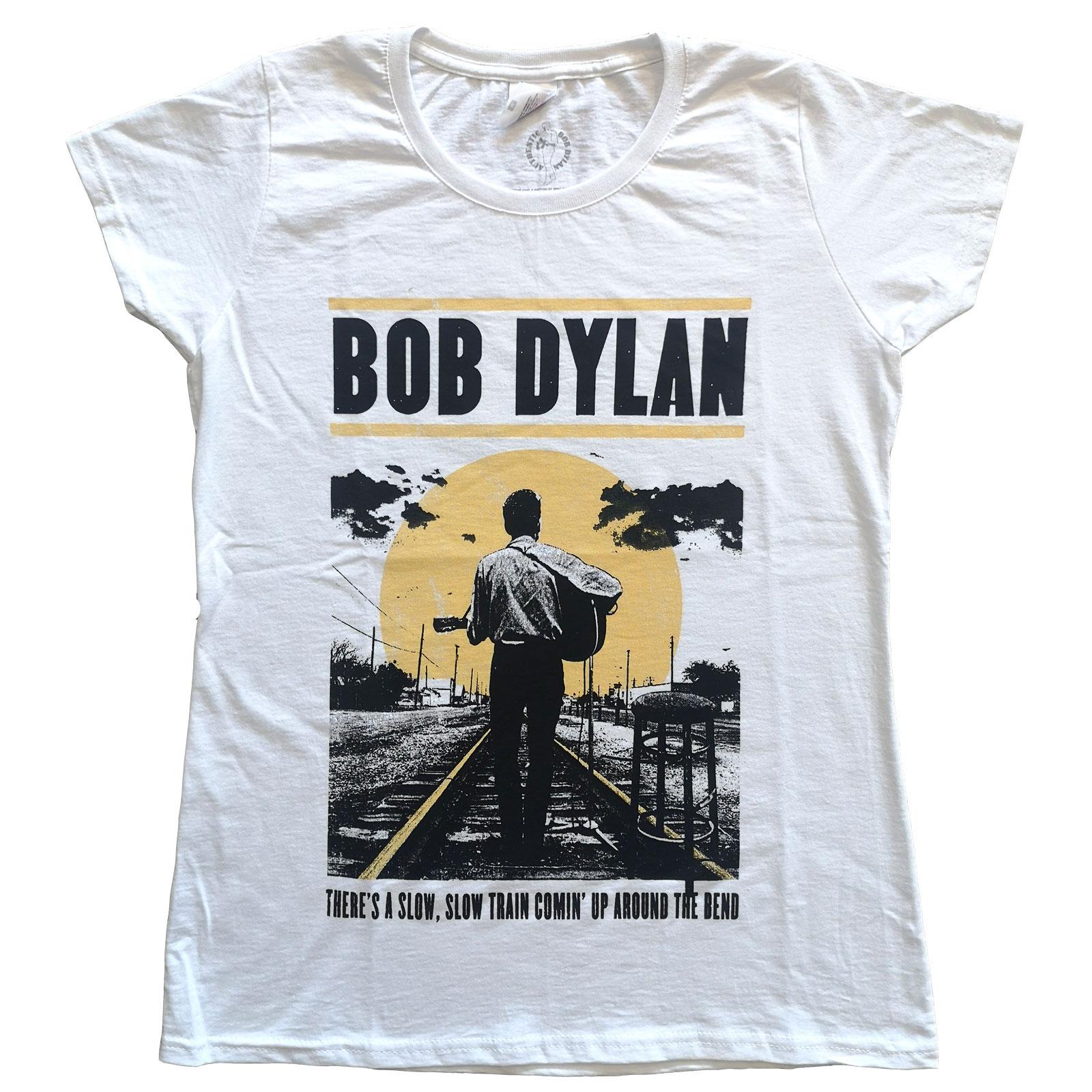 White - Front - Bob Dylan Womens-Ladies Slow Train T-Shirt