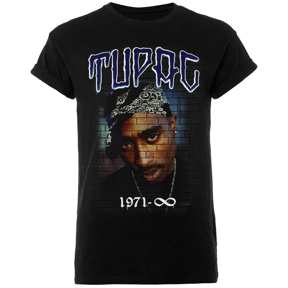 Black - Front - Tupac Shakur Unisex Adult 1971 Mural Cotton T-Shirt