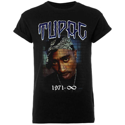 Black - Front - Tupac Shakur Unisex Adult 1971 Mural Cotton T-Shirt