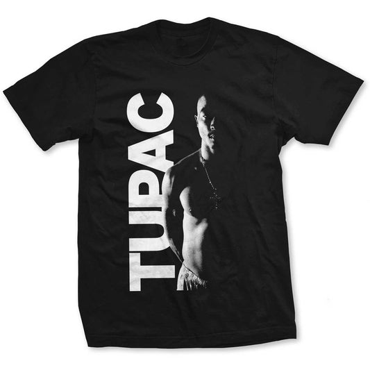 Black - Front - Tupac Shakur Unisex Adult Side Photo Cotton T-Shirt