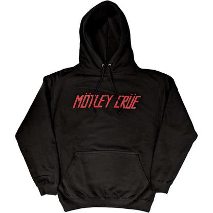 Black - Front - Motley Crue Unisex Adult Distressed Logo Pullover Hoodie
